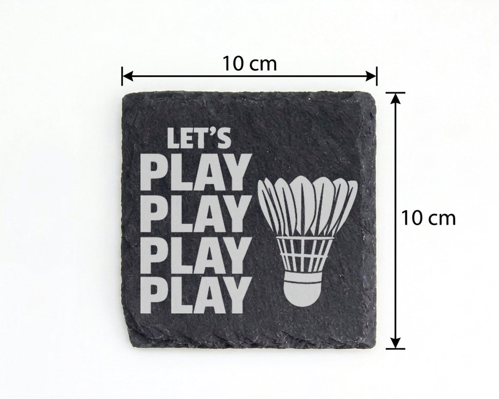 Schiefer Untersetzer Badminton Lets Play Federball - Geschenk für Spie – Bild 4