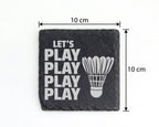 Schiefer Untersetzer Badminton Lets Play Federball - Geschenk für Spie – Bild 4