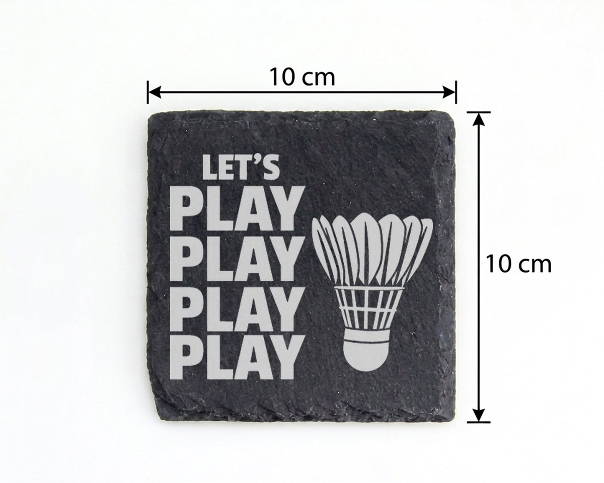 Schiefer Untersetzer Badminton Lets Play Federball - Geschenk für Spie – Bild 4