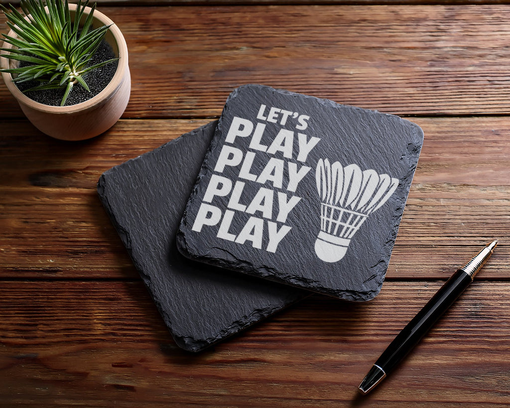 Schiefer Untersetzer Badminton Lets Play Federball - Geschenk für Spie – Bild 5