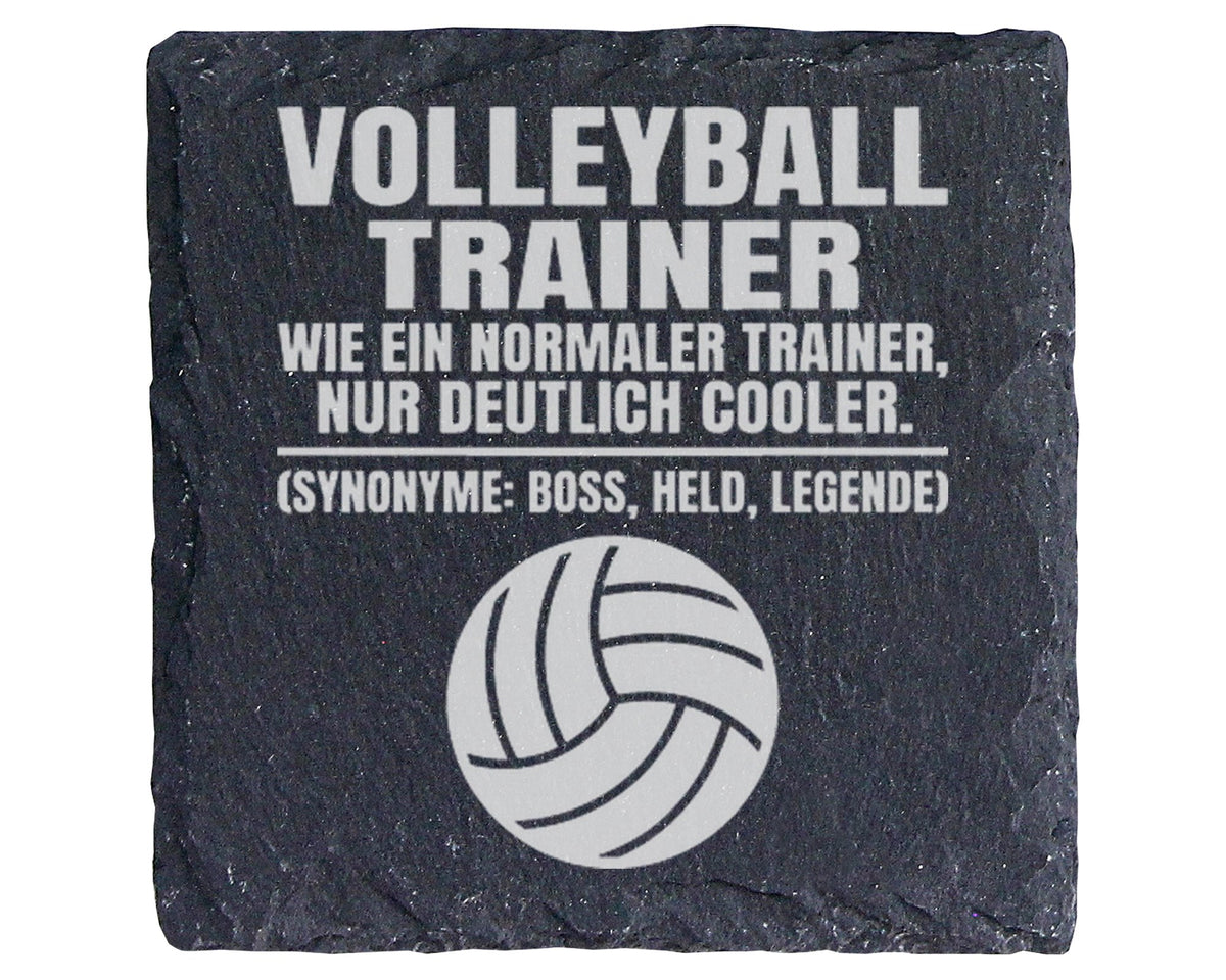Schiefer Untersetzer Volleyball Trainer Spruch Deutlich Cooler - Gesch – Bild 1