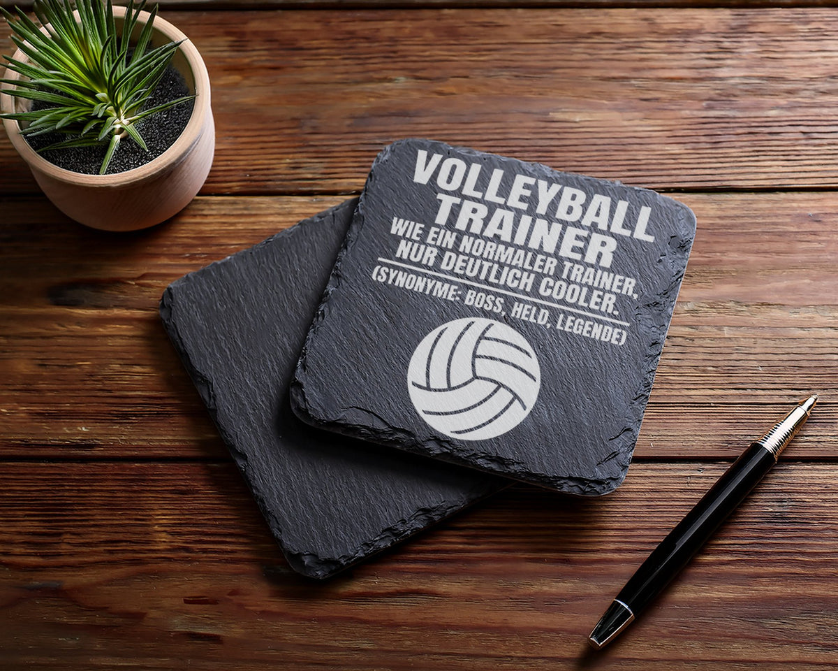Schiefer Untersetzer Volleyball Trainer Spruch Deutlich Cooler - Gesch – Bild 5