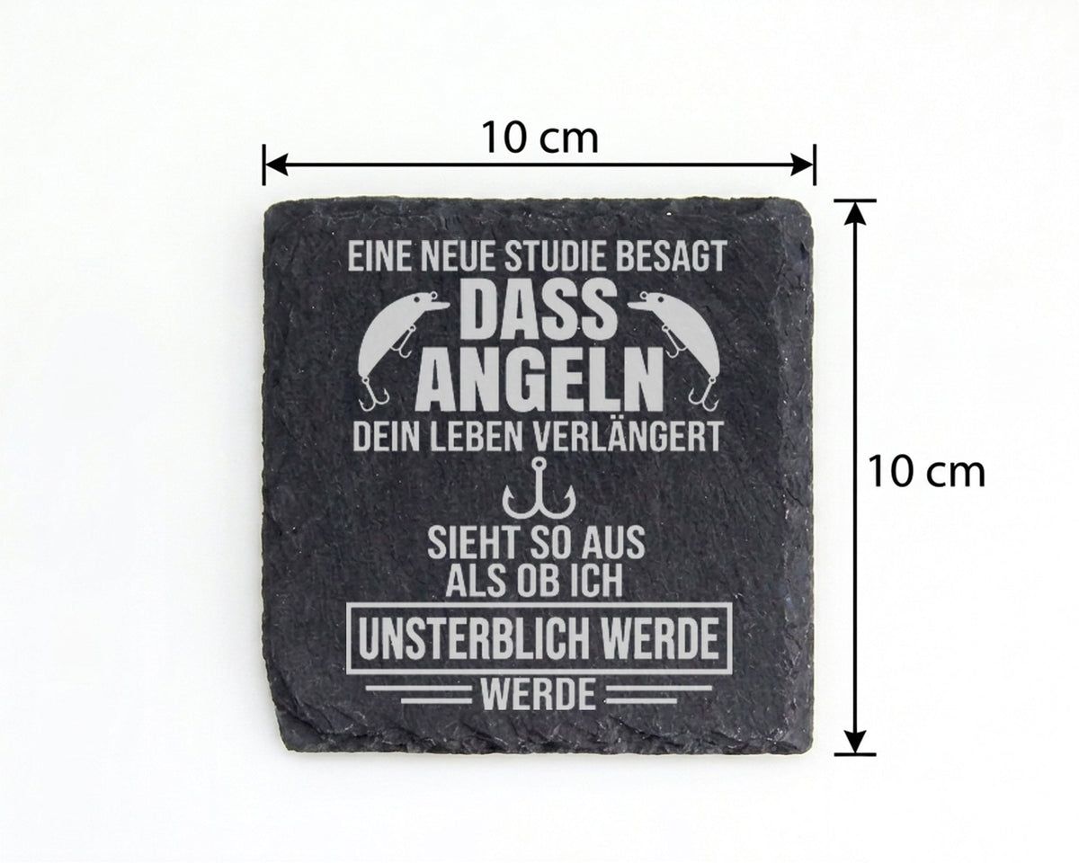 Schiefer Untersetzer Angeln Macht Unsterblich - Lustiger Spruch Gesche – Bild 4