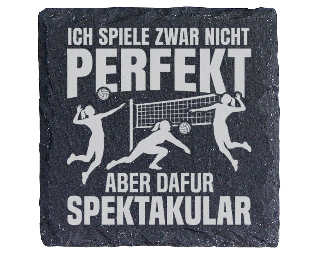 Schiefer Untersetzer Volleyball Spiele Spektakulär Spruch - Geschenk f – Bild 1