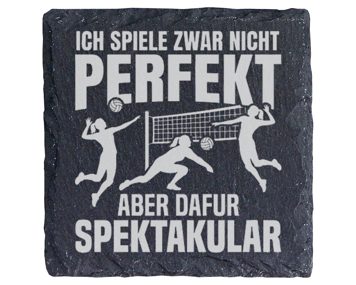 Schiefer Untersetzer Volleyball Spiele Spektakulär Spruch - Geschenk f – Bild 1