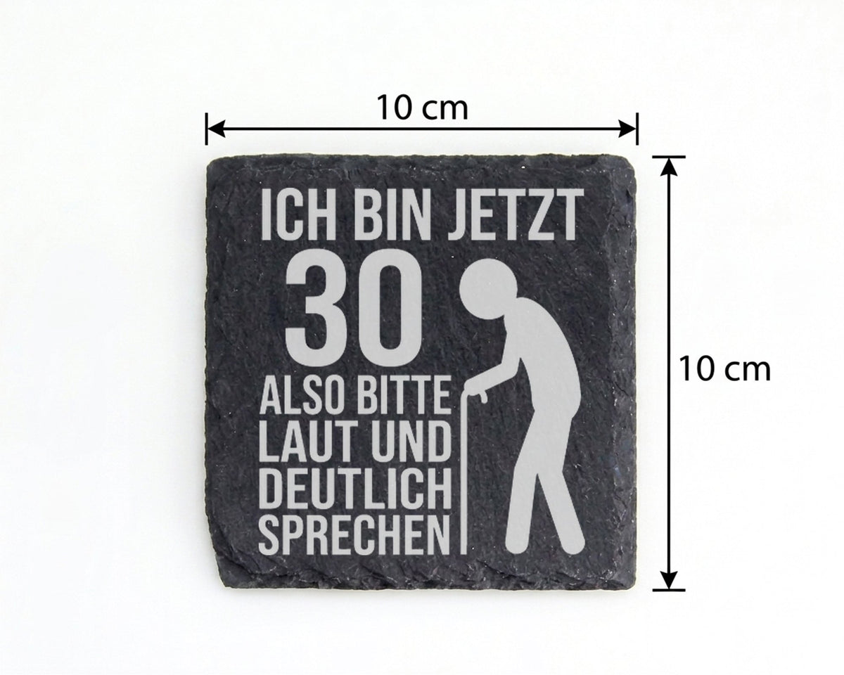 Schiefer Untersetzer 30 Geburtstag Laut Und Deutlich Sprechen - Lustig – Bild 4