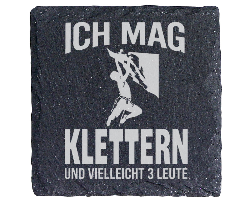Schiefer Untersetzer Klettern Ich Mag Vielleicht 3 Leute - Geschenk fu – Bild 1