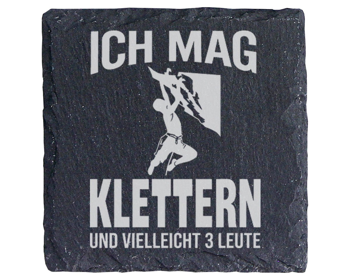 Schiefer Untersetzer Klettern Ich Mag Vielleicht 3 Leute - Geschenk fu – Bild 1