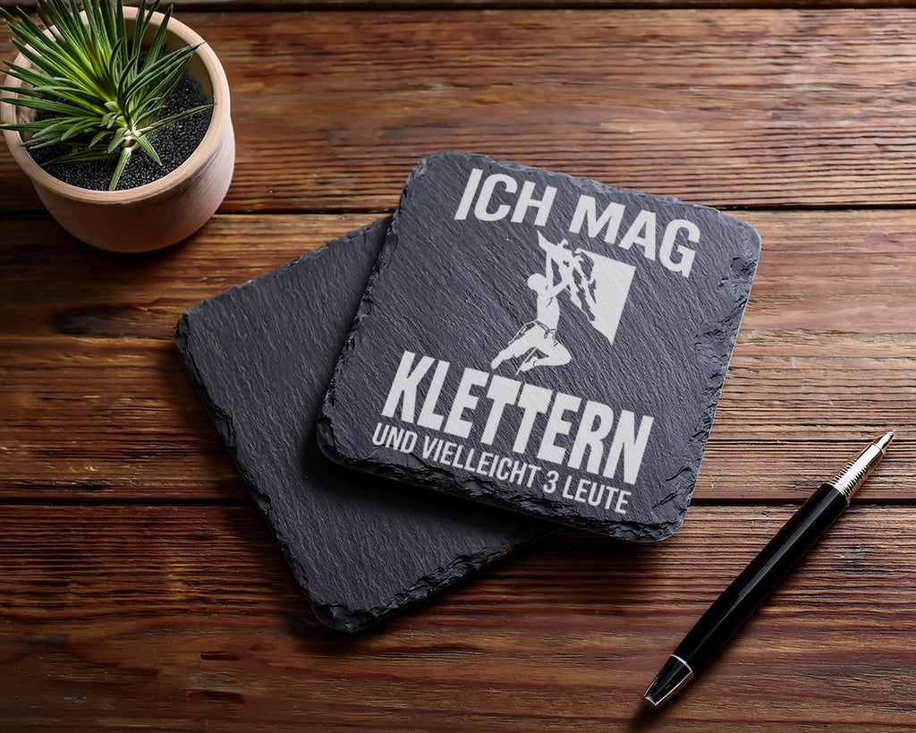 Schiefer Untersetzer Klettern Ich Mag Vielleicht 3 Leute - Geschenk fu – Bild 5