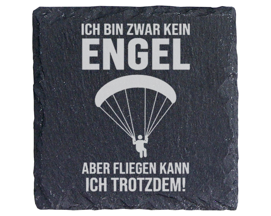 Schiefer Untersetzer Fallschirmspringer Kein Engel Aber Fliegen - Gesc – Bild 1