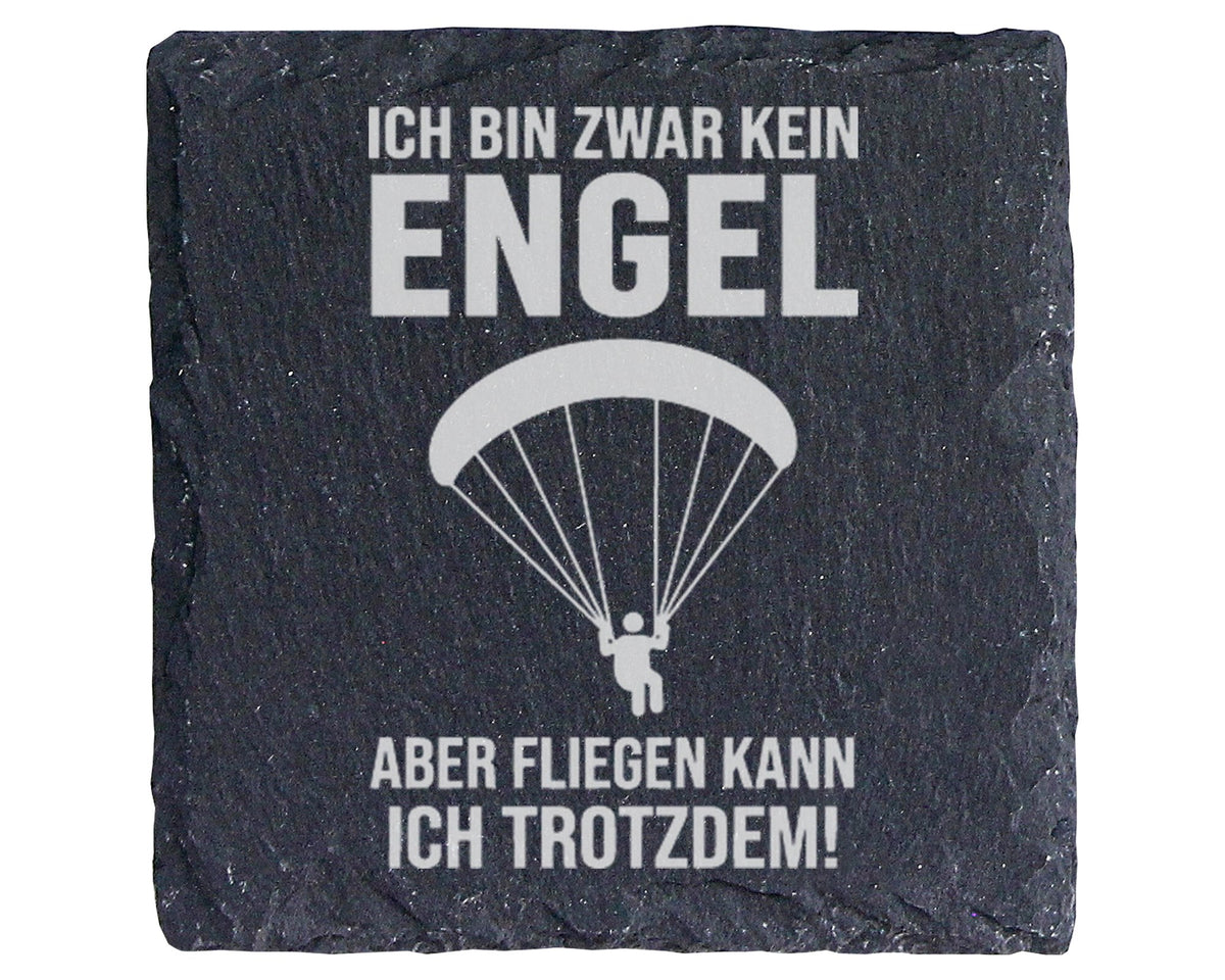 Schiefer Untersetzer Fallschirmspringer Kein Engel Aber Fliegen - Gesc – Bild 1