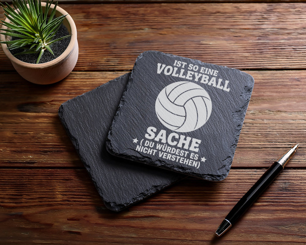 Schiefer Untersetzer Volleyball Ist Eine Sache - Lustiges Geschenk für – Bild 5