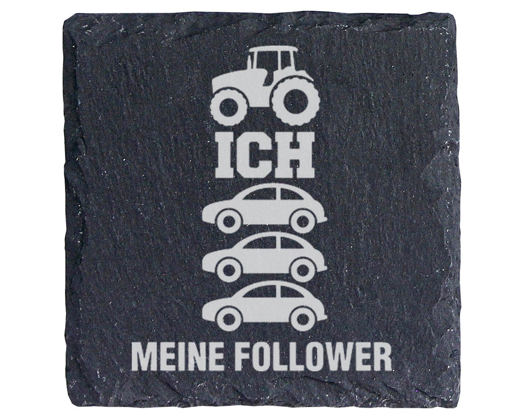 Schiefer Untersetzer Traktor Ich Meine Follower - Lustiges Geschenk fü – Bild 1