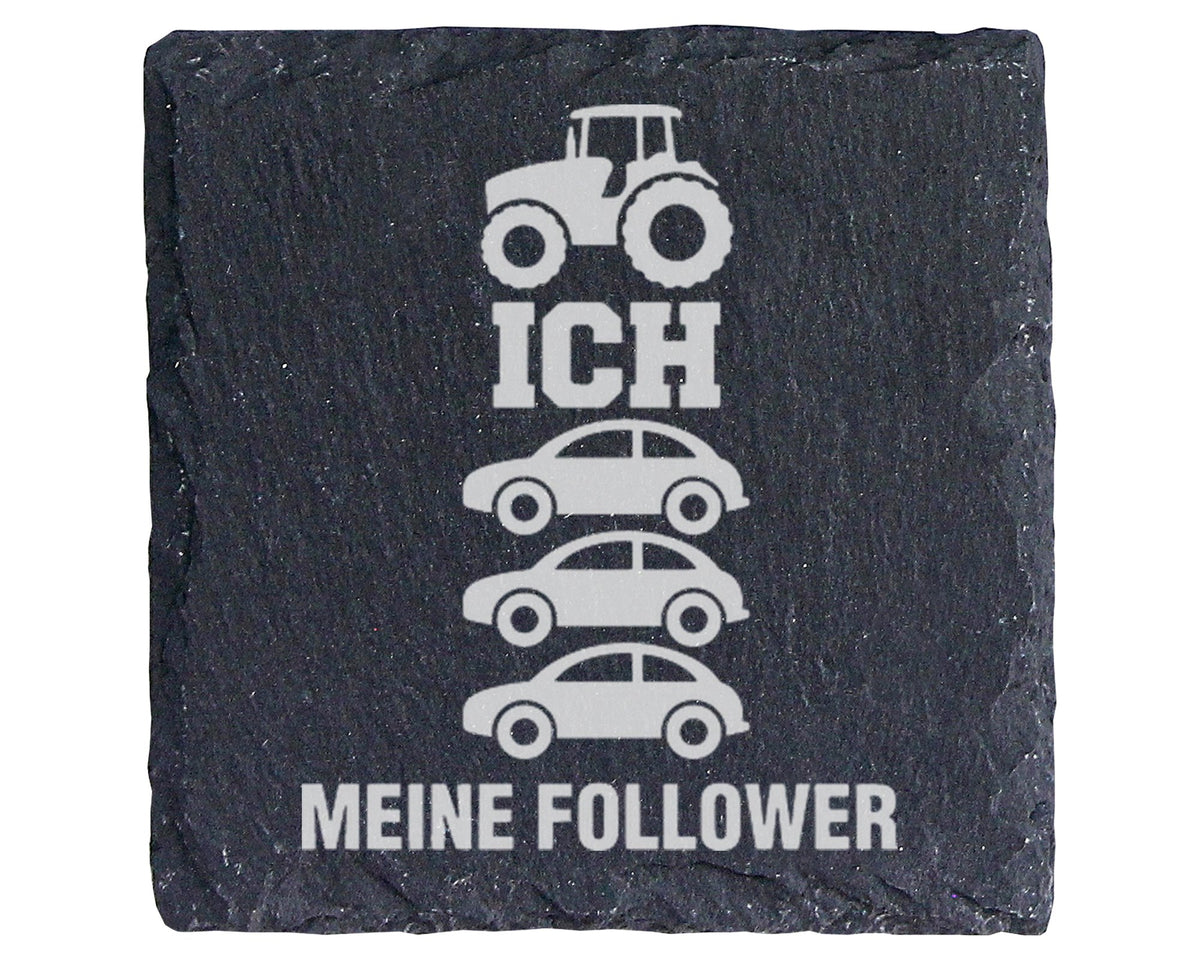 Schiefer Untersetzer Traktor Ich Meine Follower - Lustiges Geschenk fü – Bild 1