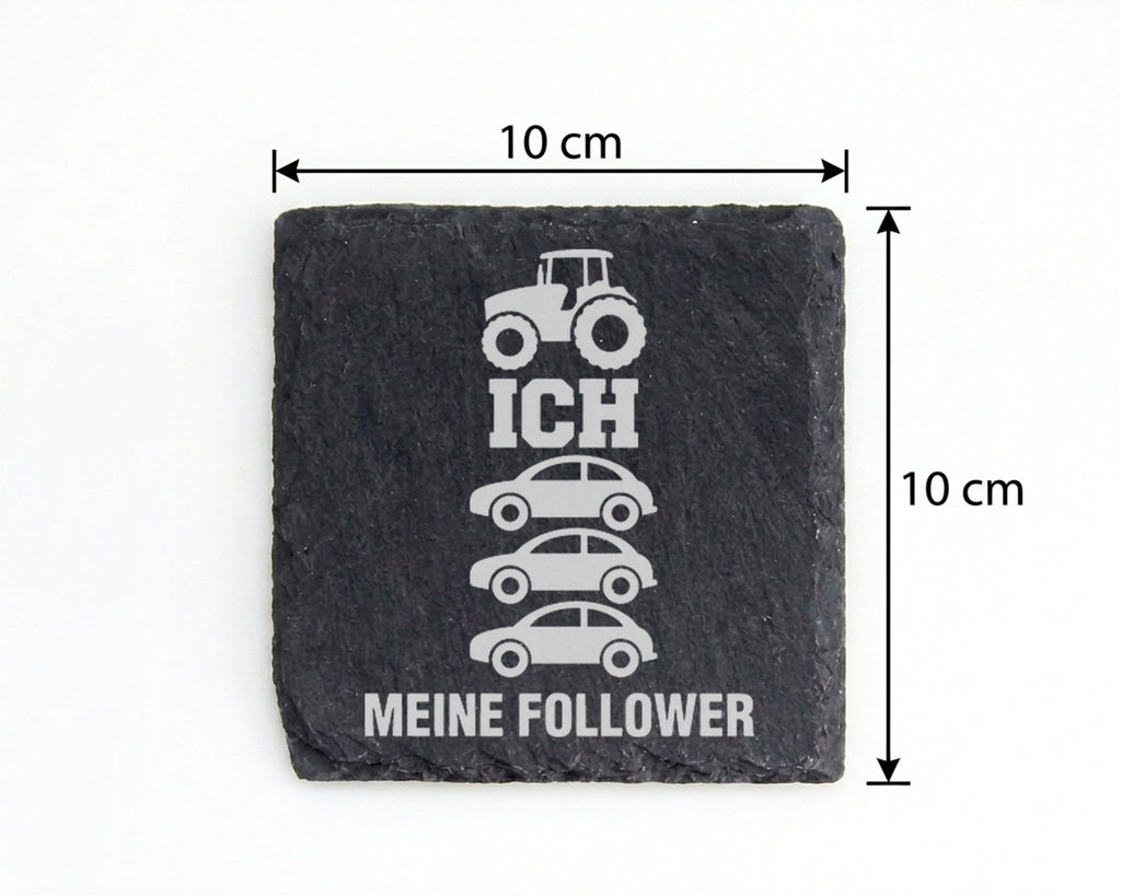 Schiefer Untersetzer Traktor Ich Meine Follower - Lustiges Geschenk fü – Bild 4