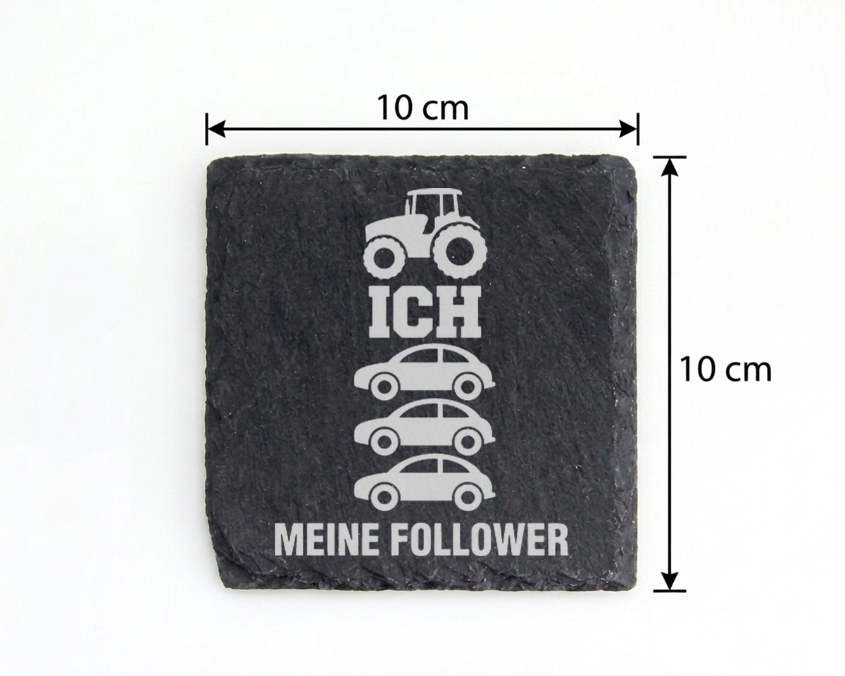Schiefer Untersetzer Traktor Ich Meine Follower - Lustiges Geschenk fü – Bild 4