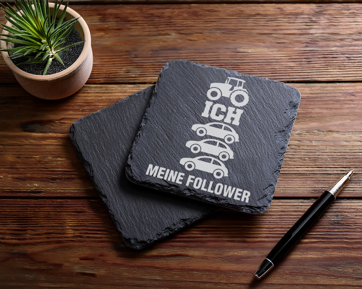 Schiefer Untersetzer Traktor Ich Meine Follower - Lustiges Geschenk fü – Bild 5