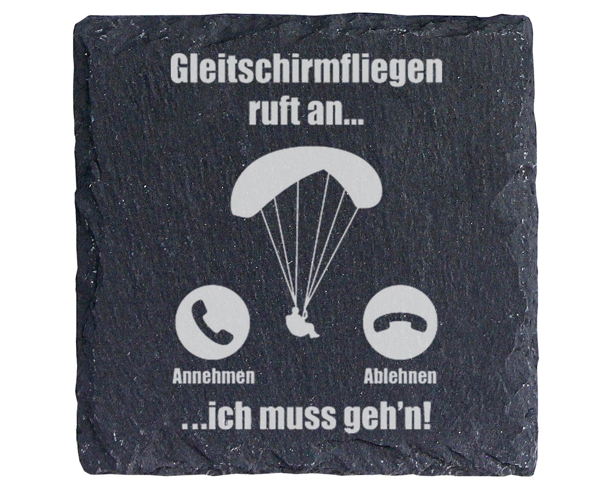 Schiefer Untersetzer Gleitschirmfliegen Ruft An Lustiger Spruch - Gesc – Bild 1
