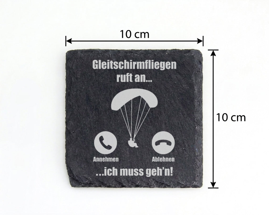 Schiefer Untersetzer Gleitschirmfliegen Ruft An Lustiger Spruch - Gesc – Bild 4