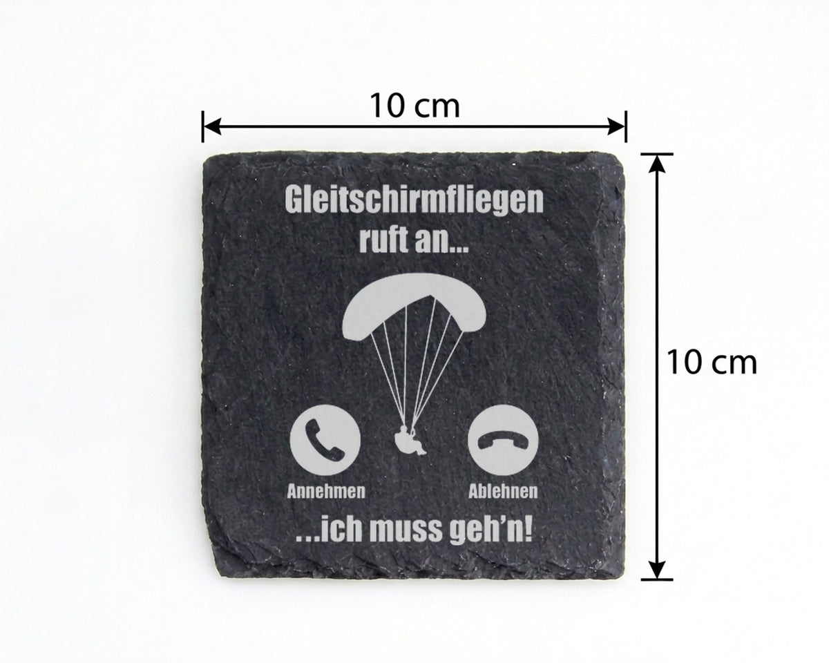 Schiefer Untersetzer Gleitschirmfliegen Ruft An Lustiger Spruch - Gesc – Bild 4