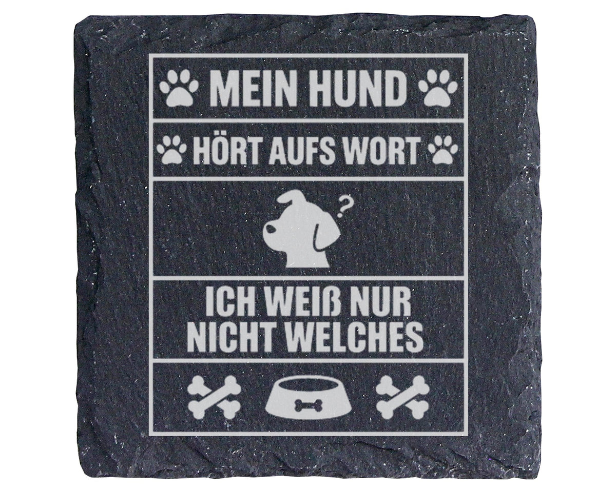 Schiefer Untersetzer Hund Hört Aufs Wort Lustiger Spruch - Geschenk fü – Bild 1