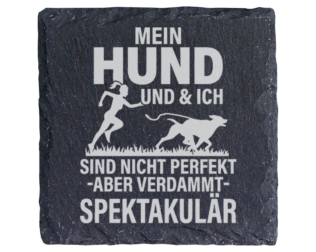 Schiefer Untersetzer Mein Hund Und Ich Spektakulär - Geschenk für Läuf – Bild 1