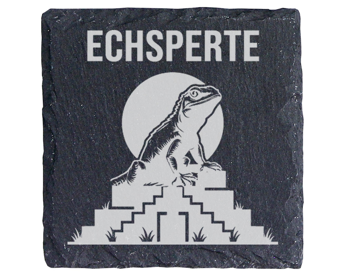 Schiefer Untersetzer Echsperte Echse Leguan - Lustiges Geschenk für Re – Bild 1