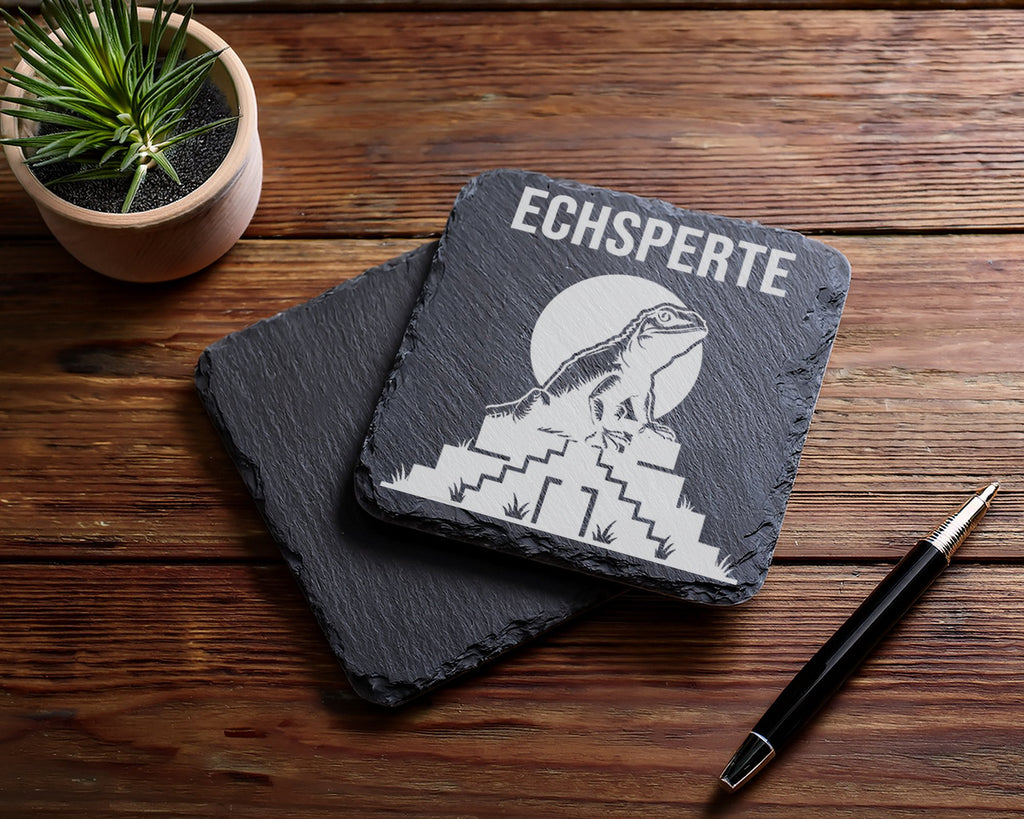 Schiefer Untersetzer Echsperte Echse Leguan - Lustiges Geschenk für Re – Bild 5