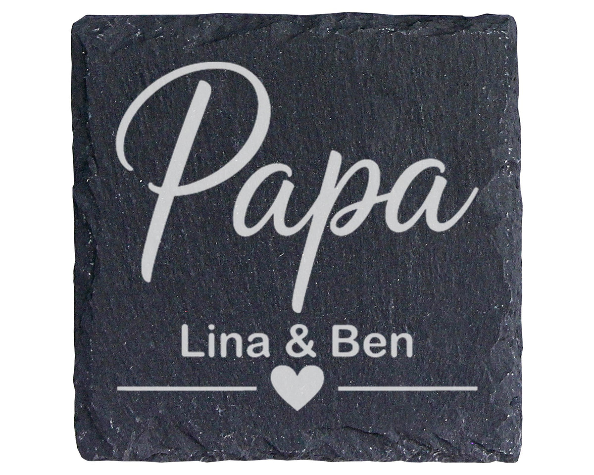 Schiefer Untersetzer Papa Personalisiert Mit Wunschname - Geschenk Für – Bild 1