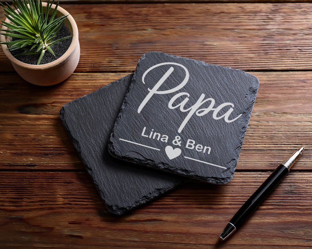 Schiefer Untersetzer Papa Personalisiert Mit Wunschname - Geschenk Für – Bild 5