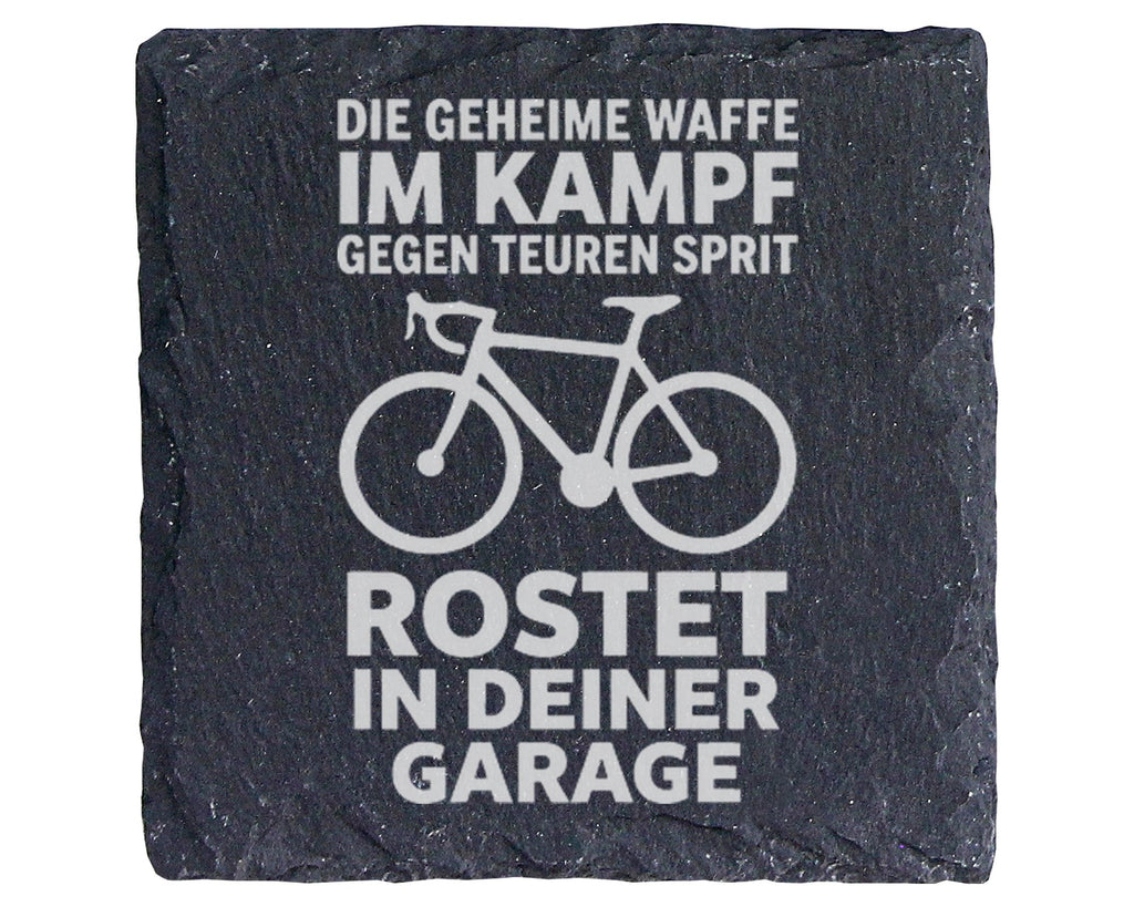 Schiefer Untersetzer Fahrrad Geheime Waffe Gegen Teuren Sprit - Lustig – Bild 1