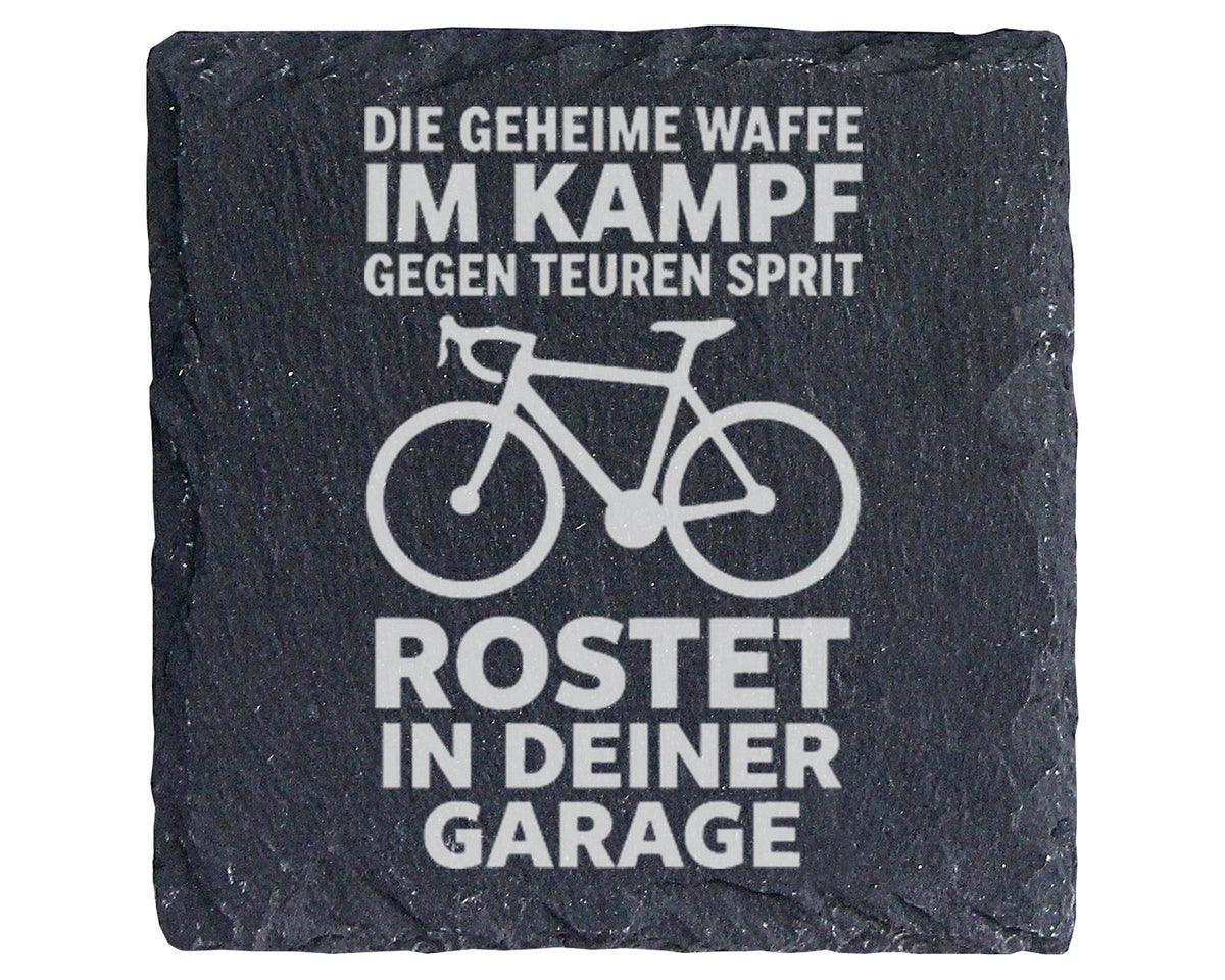 Schiefer Untersetzer Fahrrad Geheime Waffe Gegen Teuren Sprit - Lustig – Bild 1