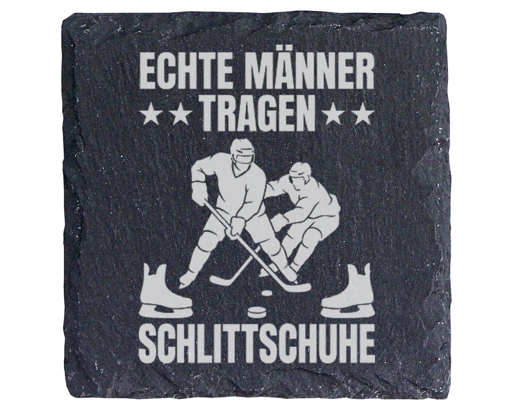 Schiefer Untersetzer Eishockey Echte Männer Tragen Schlittschuhe - Ges – Bild 1