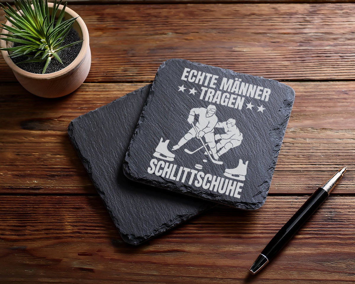 Schiefer Untersetzer Eishockey Echte Männer Tragen Schlittschuhe - Ges – Bild 5