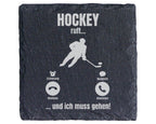 Schiefer Untersetzer Hockey Ruft Ich Muss Gehen - Geschenk für Eishock – Bild 1