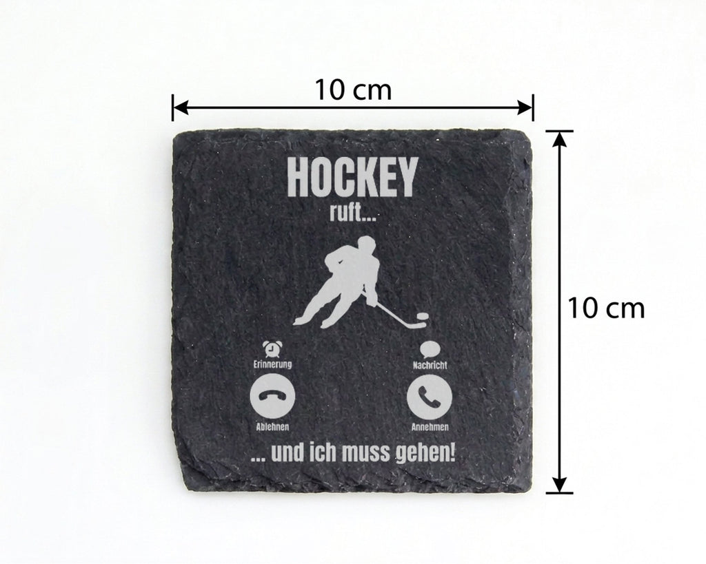 Schiefer Untersetzer Hockey Ruft Ich Muss Gehen - Geschenk für Eishock – Bild 4