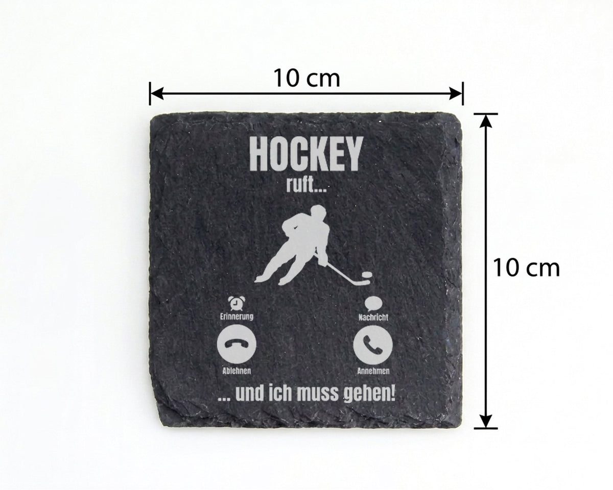 Schiefer Untersetzer Hockey Ruft Ich Muss Gehen - Geschenk für Eishock – Bild 4