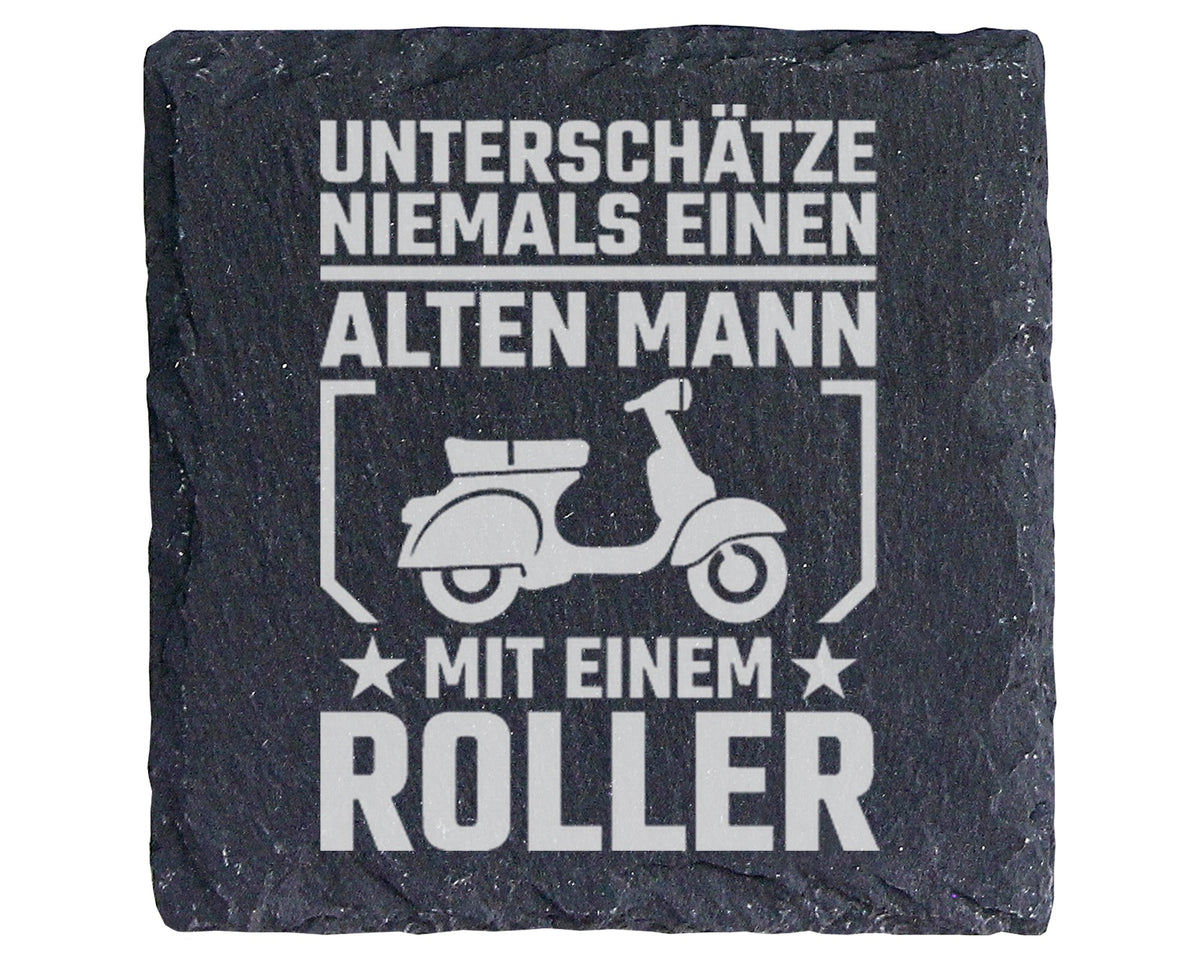 Schiefer Untersetzer Motorroller Unterschätze Alten Mann Spruch - Gesc – Bild 1