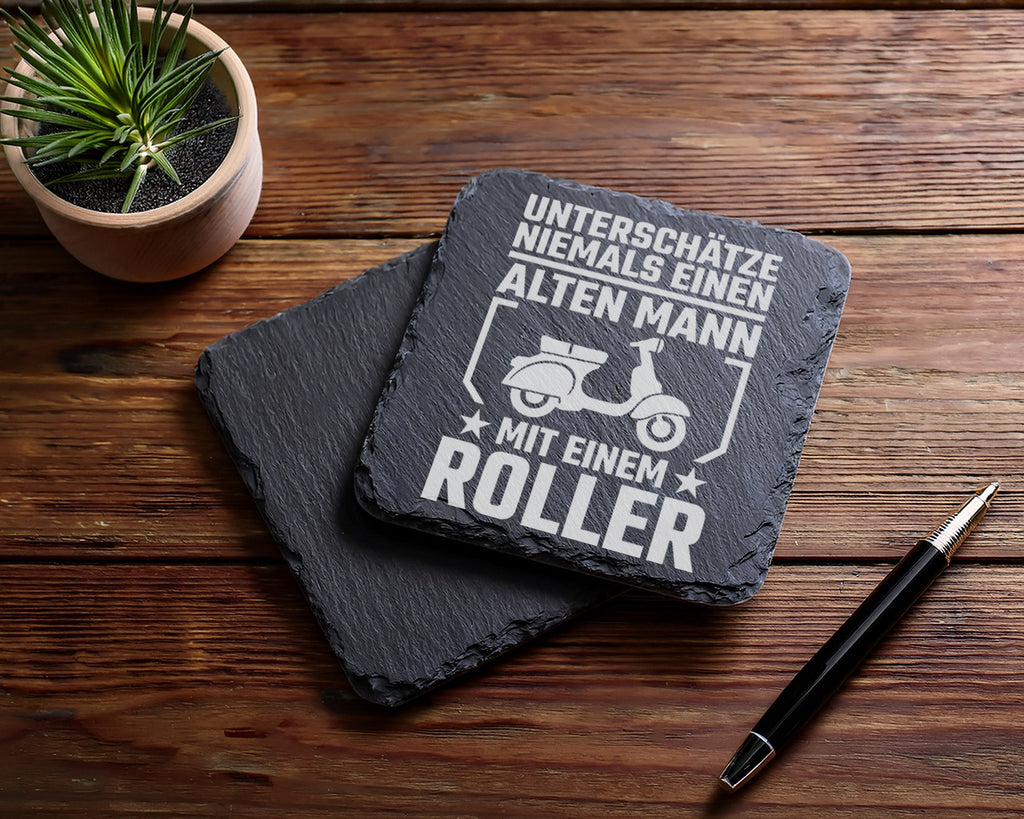 Schiefer Untersetzer Motorroller Unterschätze Alten Mann Spruch - Gesc – Bild 5