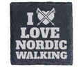 Schiefer Untersetzer I Love Nordic Walking Herz - Geschenk für Walker  – Bild 1