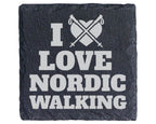 Schiefer Untersetzer I Love Nordic Walking Herz - Geschenk für Walker  – Bild 1