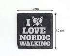 Schiefer Untersetzer I Love Nordic Walking Herz - Geschenk für Walker  – Bild 4