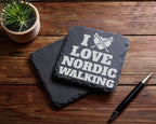 Schiefer Untersetzer I Love Nordic Walking Herz - Geschenk für Walker  – Bild 5