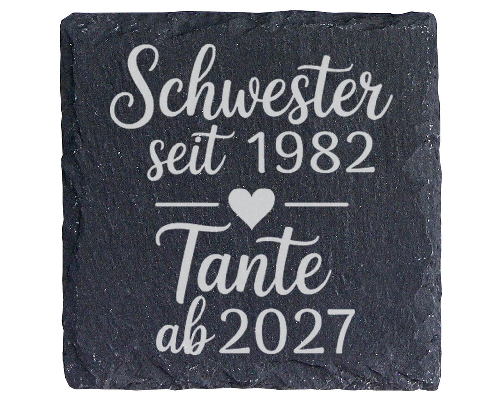Schiefer Untersetzer Personalisiert Schwester Wird Tante - Geschenk fü – Bild 1