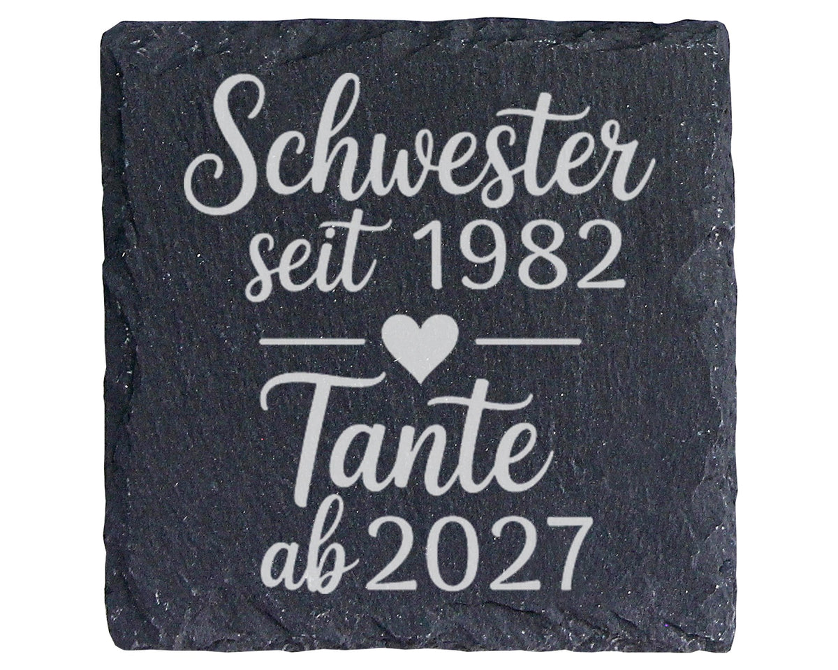 Schiefer Untersetzer Personalisiert Schwester Wird Tante - Geschenk fü – Bild 1