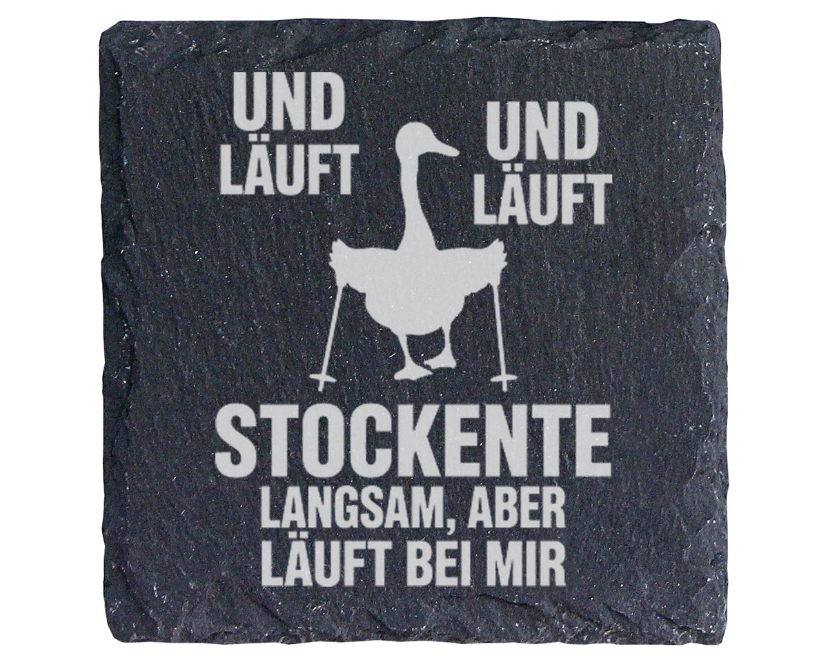Schiefer Untersetzer Stockente Langsam Aber Läuft Bei Mir - Lustiges G – Bild 1