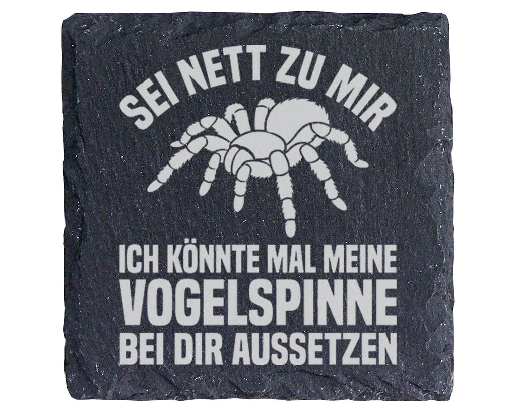 Schiefer Untersetzer Vogelspinne Sei Nett Zu Mir Spruch - Lustiges Ges – Bild 1