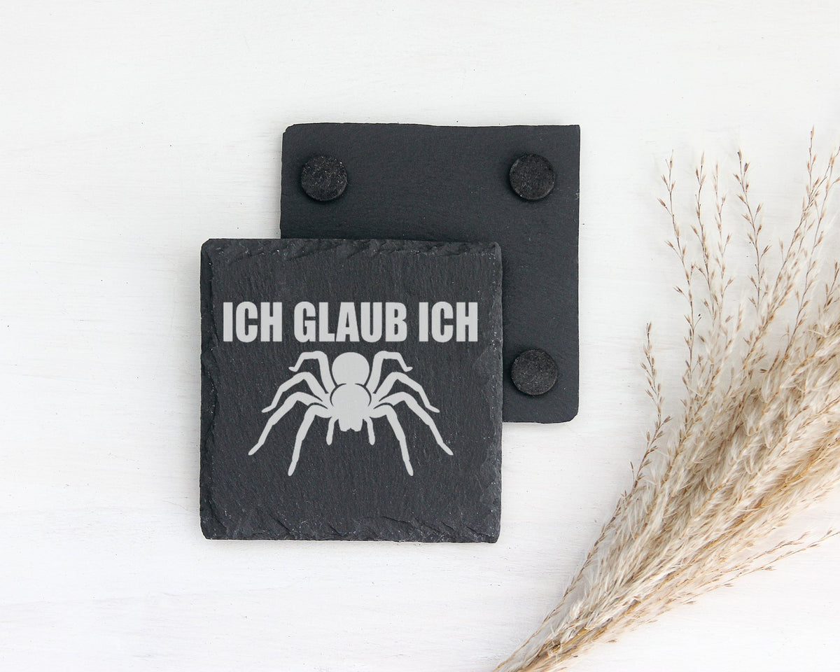 Schiefer Untersetzer Spinne Ich Glaub - Lustiges Geschenk für Spinnenl – Bild 2
