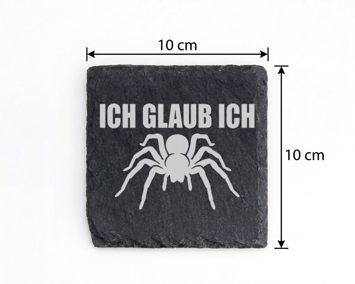 Schiefer Untersetzer Spinne Ich Glaub - Lustiges Geschenk für Spinnenl – Bild 4