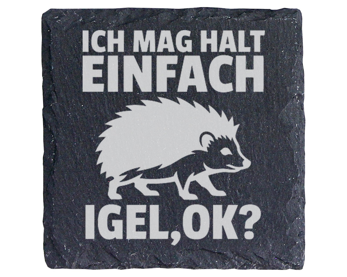 Schiefer Untersetzer Igel Ich Mag Halt Einfach Ok - Lustiges Geschenk  – Bild 1